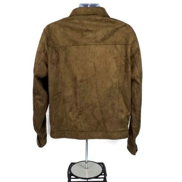 A Collezioni Brown Faux Suede Fully Lined Zip Front Jacket Mens XXL NWT - Picture 6 of 14